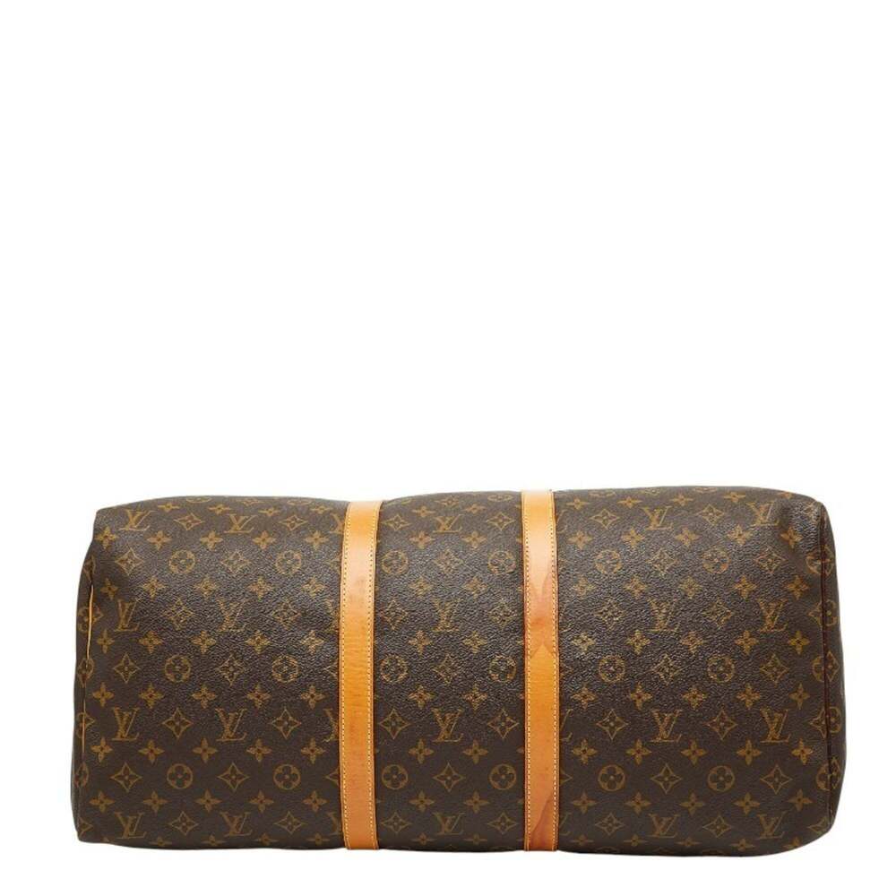 LOUIS VUITTON Authentic Brown Monogram Leather Keepall 55 Boston Bag - Picture 3 of 13